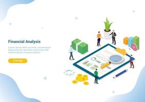 finansiell forskning analys isometrisk 3d för webbplats mall vektor