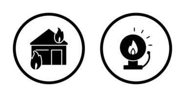 Feuer verbrauchen Haus und Feuer warnen Symbol vektor