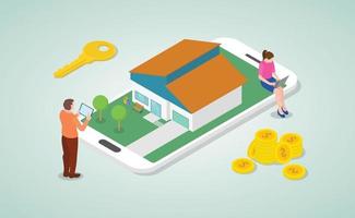 mobil online fastighetslista för att köpa och söka koncept vektor
