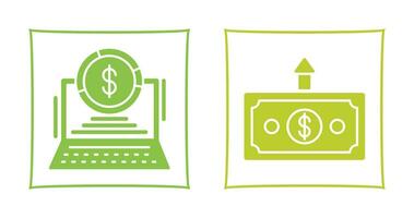 Kuchen Diagramm und Geld oben Symbol vektor