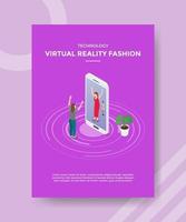 Technologie Virtual Reality Mode Frauen verlassen vorne großes Smartphone vektor