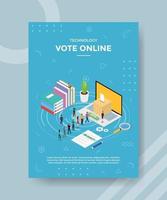 teknik rösta människor som väntar i rad rösta i bärbar dator vektor