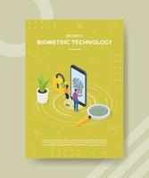 säkerhet biometrisk teknik människor står framför smartphone vektor