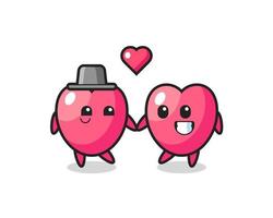 Herzsymbol Zeichentrickfigur Paar mit verlieben Geste vektor