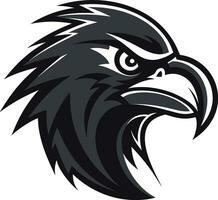 schwarz Krähe symbolisch Insignien minimalistisch Vogel Emblem vektor