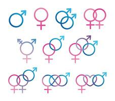 Sexualität und Geschlecht Identität Symbol Satz, bisexuell, gerade, homosexuell, pansexuell, männlich, weiblich, Transgender vektor