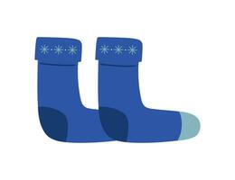 schön Weihnachten Blau Socke auf Weiß Hintergrund. Schneeflocken Dekoration. vektor