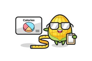 Illustration von Mais-Maskottchen als Ernährungsberater vektor
