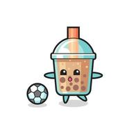 Illustration von Bubble Tea-Cartoon spielt Fußball vektor