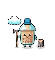 Charakterkarikatur von Bubble Tea als Holzfäller vektor