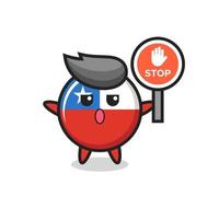 Chile-Flagge-Abzeichen-Charakter-Illustration mit einem Stoppschild vektor
