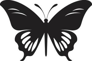 Flügel von Anmut schwarz Schmetterling Design Mystik nimmt Flug schwarz Vektor Emblem
