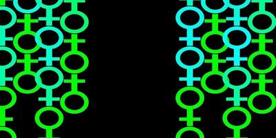 dunkelgrüner Vektorhintergrund mit den Kraftsymbolen der Frau. vektor