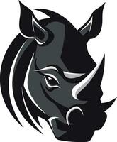 majestätisch Nashorn schwarz Vektor Emblem im befehlend noir Nashorn im Schatten ein modern klassisch im schwarz