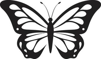 glatt und mysteriös schwarz Schmetterling Symbol noir Schönheit im Schatten Schmetterling Symbol vektor