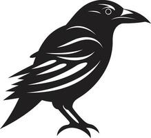 svart korp symbolisk insignier minimalistisk fågel emblem vektor