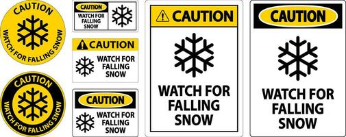 varning tecken Kolla på för faller snö vektor