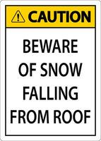 Vorsicht Zeichen in acht nehmen von Schnee fallen von Dach vektor