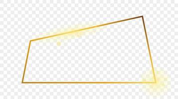 Gold glühend Trapez gestalten Rahmen isoliert auf Hintergrund. glänzend Rahmen mit glühend Auswirkungen. Vektor Illustration.