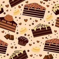 sömlös mönster med choklad Produkter. vektor illustration