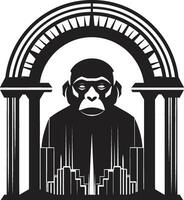 apa silhuett i skuggor svart schimpans design elegant primat ikon svart vektor hyllning