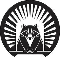 minimalistisch maskiert Bandit Emblem Waschbär Silhouette Abzeichen von Ehre vektor