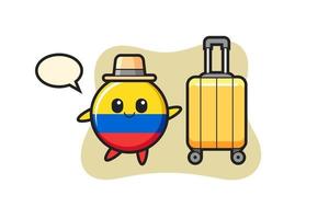 Kolumbien Flagge Abzeichen Cartoon Illustration mit Gepäck im Urlaub vektor