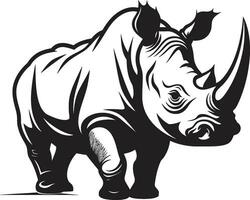 kompliziert Nashorn Schönheit detailliert Design im einfarbig Majestät anmutig Tierwelt Nashorn Symbol im zeitlos schwarz vektor