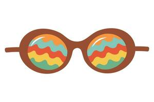 Jahrgang Sonnenbrille mit Regenbogen Wellen. groovig retro Mode Karikatur Stil. vektor