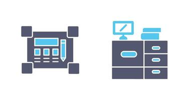 plan och skrivbord ikon vektor