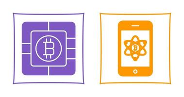 Bitcoin Chip und Handy, Mobiltelefon Symbol vektor