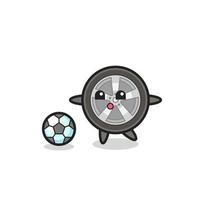 illustration av bilhjuletecknad film spelar fotboll vektor