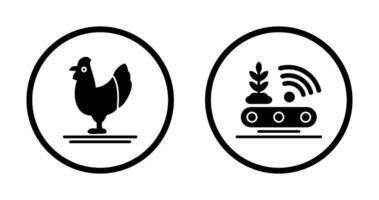 fjäderfän och transportband ikon vektor