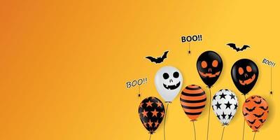 Halloween-Geisterballons beängstigende Luftballons und Fledermaus. vektor