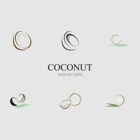 kreativ modern kokosnöt med löv tecken logotyp formgivningsmall vektor
