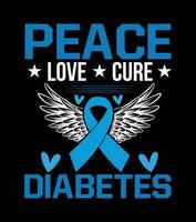 Frieden Liebe heilen Diabetes, Diabetes Bewusstsein T-Shirt, Banner Design Vektor