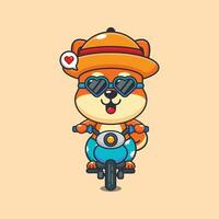 cool Shiba inu mit Sonnenbrille Reiten ein Motorrad im Sommer- Tag. süß Sommer- Karikatur Illustration. vektor