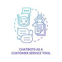 chatbot som kundtjänstverktyg blå tonad konceptikon vektor