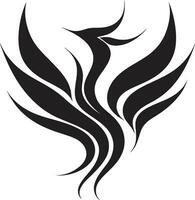 midnatt mytisk fågel logotyp svart flamma av återfödelse vektor