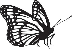 Vektor einfarbig Schmetterling schön Insekt mit groß schwarz Flügel. Zeichnung von ein fliegend Käfergeeignet zum Sandstrahlen, Laser- und Plotter Schneiden
