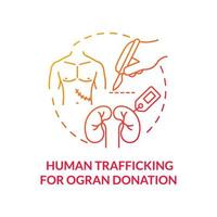 Menschenhandel für Organspende rotes Konzeptsymbol vektor