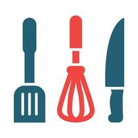 Küche Utensilien Vektor Glyphe zwei Farbe Symbol zum persönlich und kommerziell verwenden.