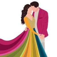 Vektor Braut indisch Kleider Hochzeit Illustration einschließlich Braut und Bräutigam zum anders Funktionen