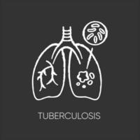 tuberkulos krita vit ikon på svart bakgrund vektor