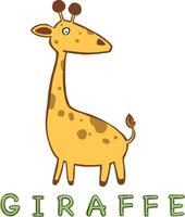 söt tecknad serie trendig design liten giraff med stängd ögon. afrikansk djur- vilda djur och växter illustration vektor
