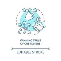 Vertrauen der Kunden gewinnen blaues Konzeptsymbol vektor