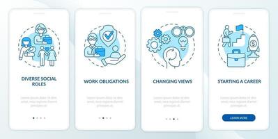 Beginn einer Karriere Onboarding mobiler App-Seitenbildschirm vektor
