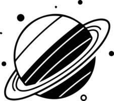 Planet mit Ringe Logo im eben Linie Kunst Stil vektor