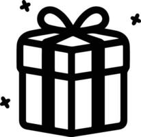 Geschenk Box und Geburtstag Logo im eben Linie Kunst Stil vektor
