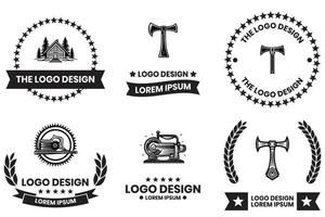 Zimmermann oder Konstruktion Geschäft Logo im eben Linie Kunst Stil vektor